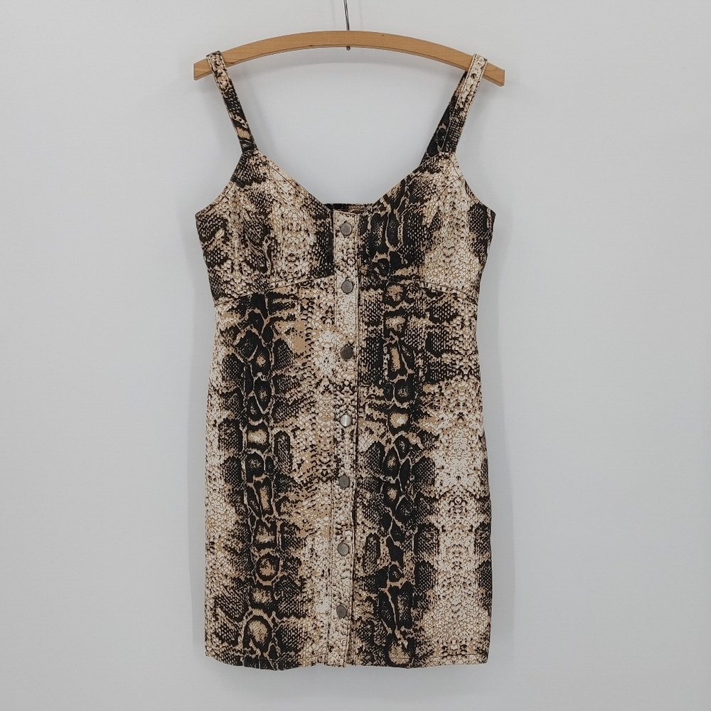 Topshop Snake Print Mini Dress in Tan and Black